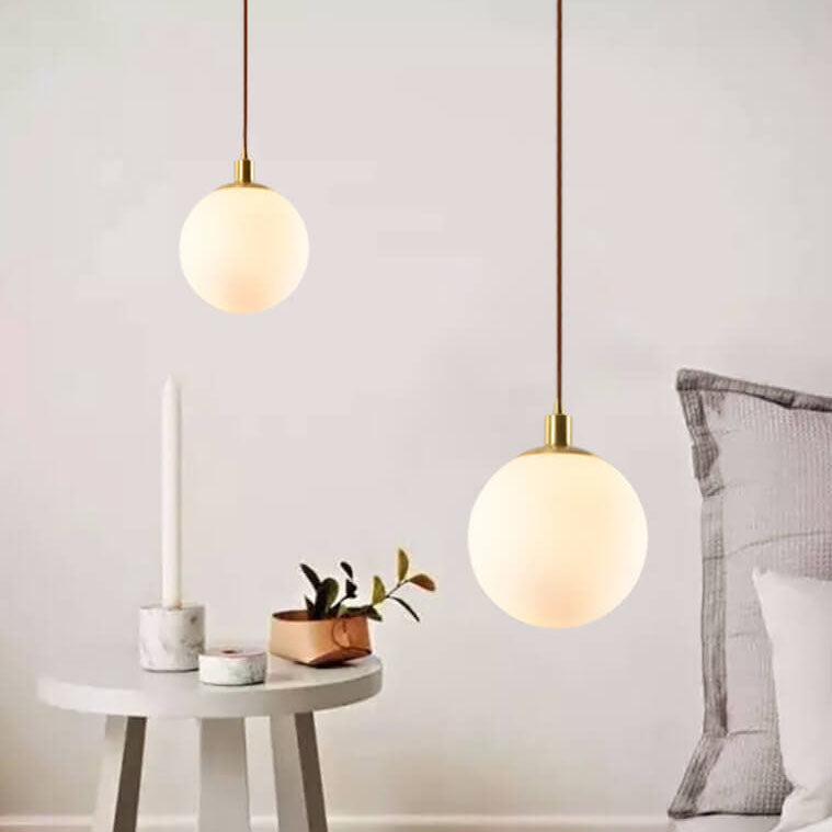 Nordic Minimalist White Orb 1-Light Pendant Light Cuvalon
