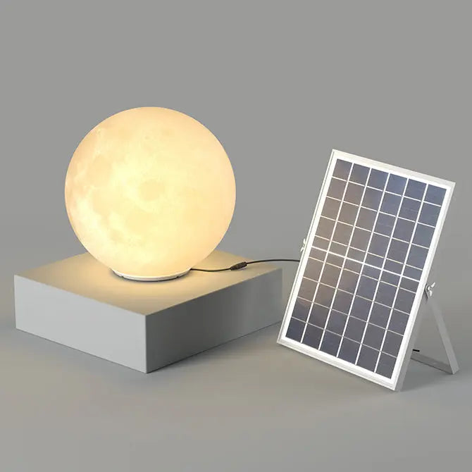 Contemporary Nordic Solar Waterproof PE Resin Round Moon LED Pendant Light For Outdoor Patio Cuvalon