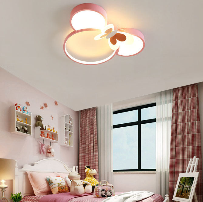Modern Creative Minimalist Wrought Iron Cartoon Mouse LED Flush Mount Ceiling Light Cuvalon