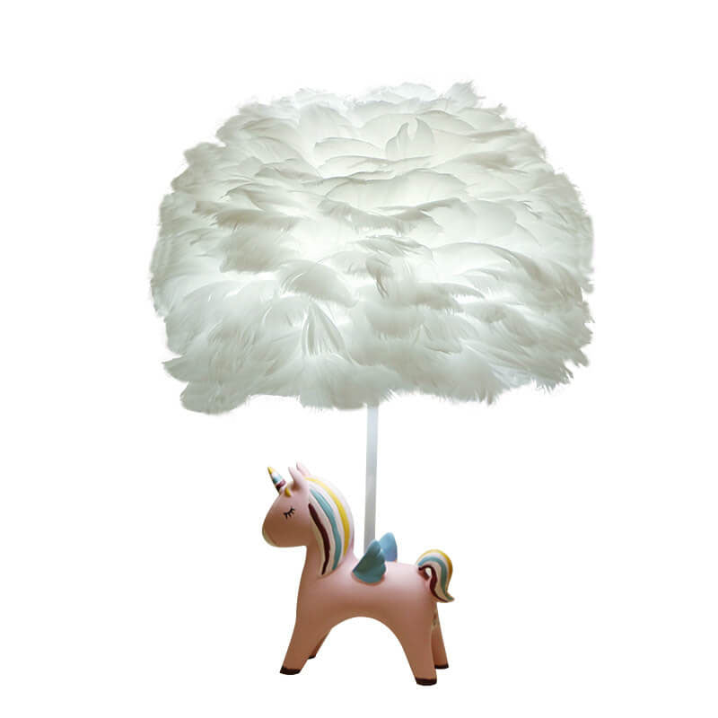 Modern Creative Unicorn Feather Children 1-Light Table Lamp Cuvalon