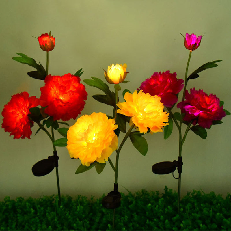 Contemporary Creative Solar Peony Flower LED Waterproof Lawn Landscape Insert Light For Outdoor Patio Cuvalon