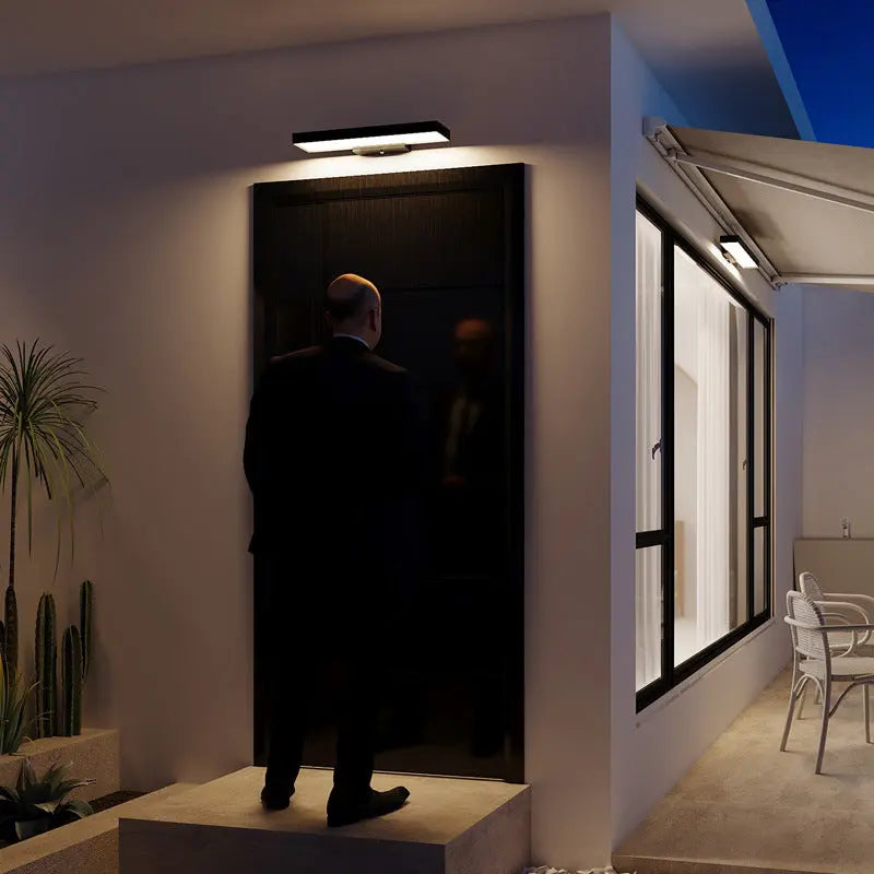 Modern Minimalist Rectangular Flat LED Sensor Outdoor Waterproof Wall Sconce Lamp Cuvalon