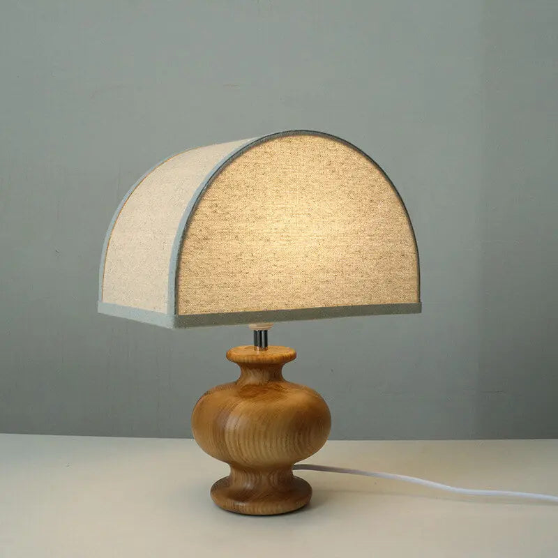Japanese Wabi-sabi Vintage Solid Wood Fabric 1-Light Table Lamp Cuvalon