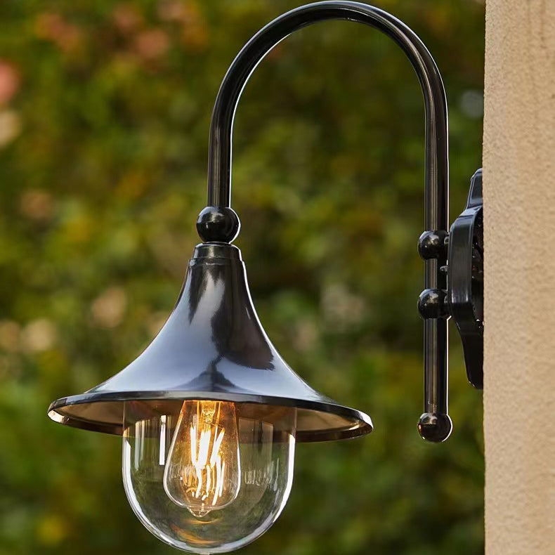 Contemporary Industrial Aluminum Horn Shape 1-Light Wall Sconce Lamp For Outdoor Patio Cuvalon