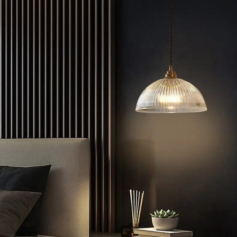 Modern Simple Clear Glass Dome Pot Lid 1-Light Pendant Light Cuvalon