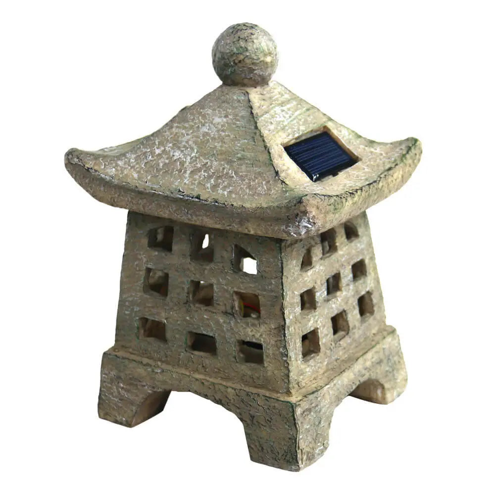 Solar House Pagoda Resin Outdoor Lawn Decorative Landscape Light Cuvalon