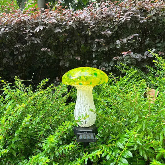 Contemporary Creative Colorful Mushroom Glass Shape LED Solar Waterproof Lawn Insert Light For Garden Cuvalon