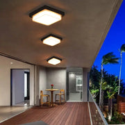 Modern Outdoor Square Aluminum Acrylic Induction LED Flush Mount Ceiling Light Cuvalon