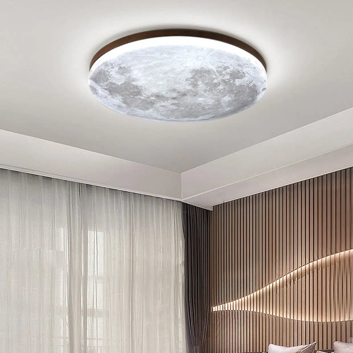Nordic Minimalist Moon Round PVC LED Flush Mount Ceiling Light Cuvalon