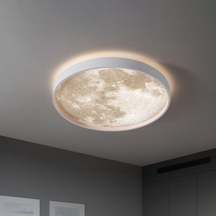 Nordic Creative Moon Round LED Flush Mount Ceiling Light Cuvalon