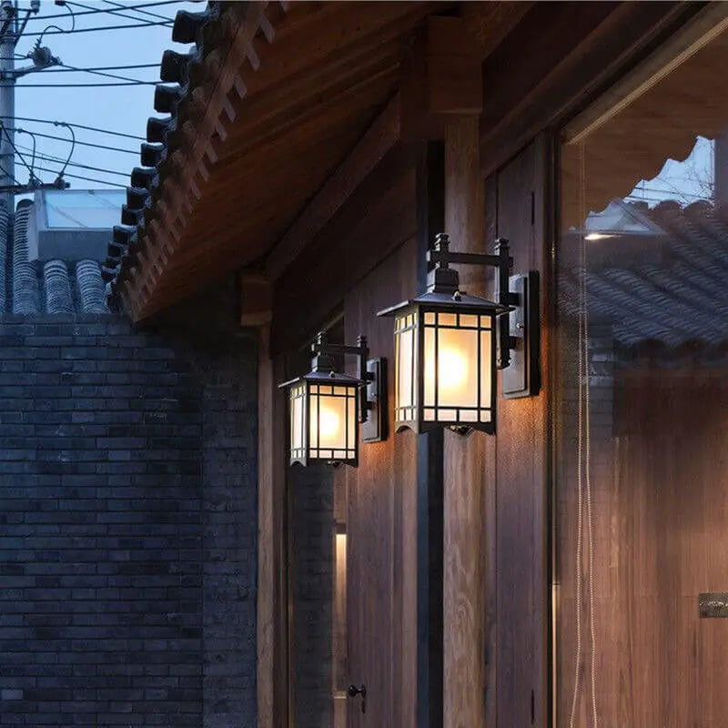 Modern Waterproof Solar Aluminum Chinese Pavilion Shape 1-Light Wall Sconce Lamp Cuvalon