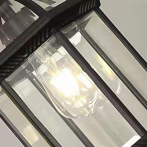 Modern Minimalist Hexagonal Column Aluminum Glass 1-Light Outdoor Pendant Light For Garden Cuvalon