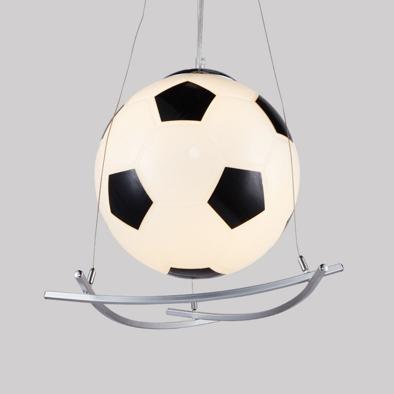 Cartoon Creative Soccer Glass Iron 1-Light Kids Pendant Light Cuvalon