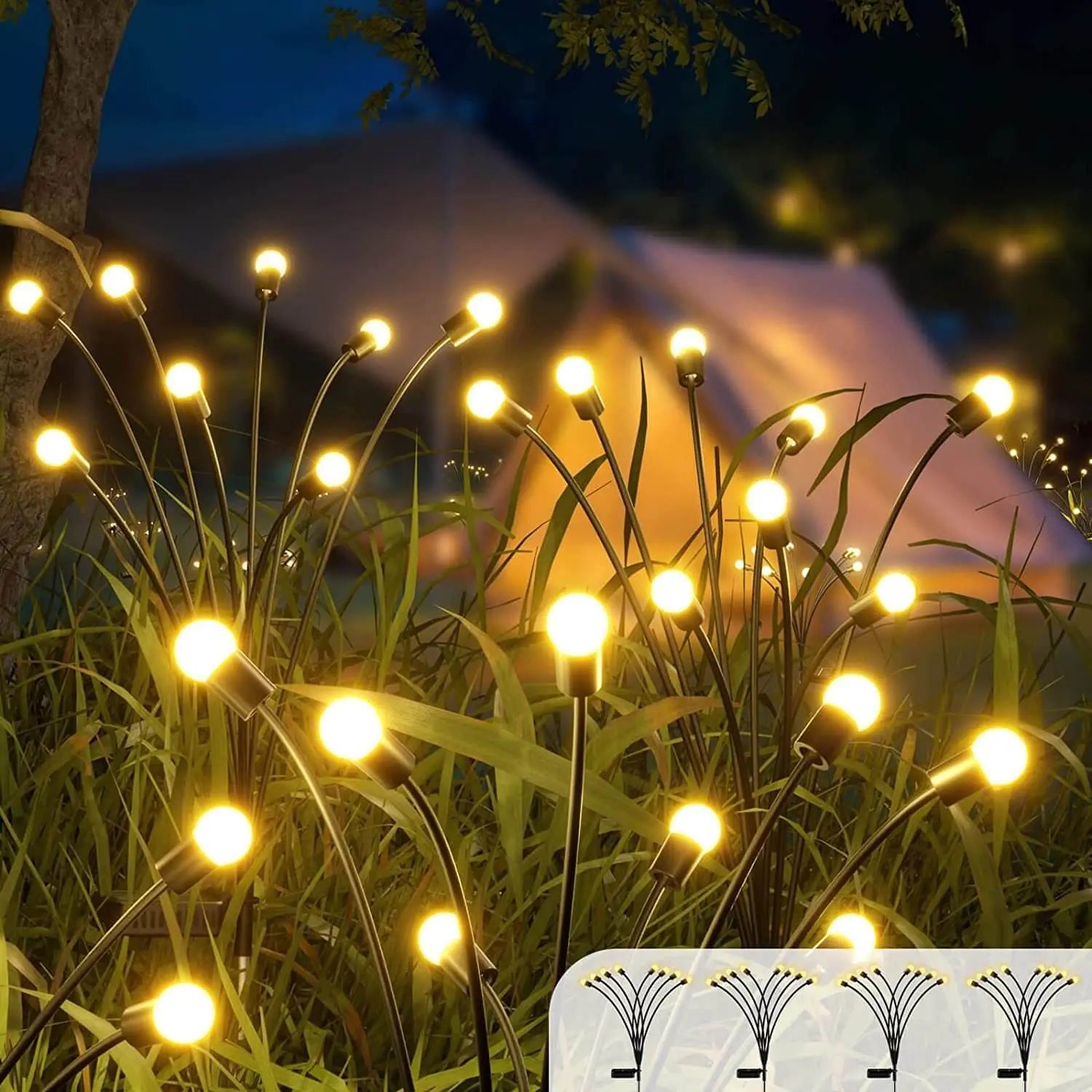 Modern Decorative Solar Firefly Waterproof ABS LED Lawn Insert Ground Outdoor Landscape Lighting Cuvalon