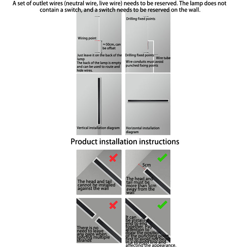 Modern Minimalist Long Rectangular Aluminum Acrylic LED Wall Sconce Lamp For Garden Cuvalon