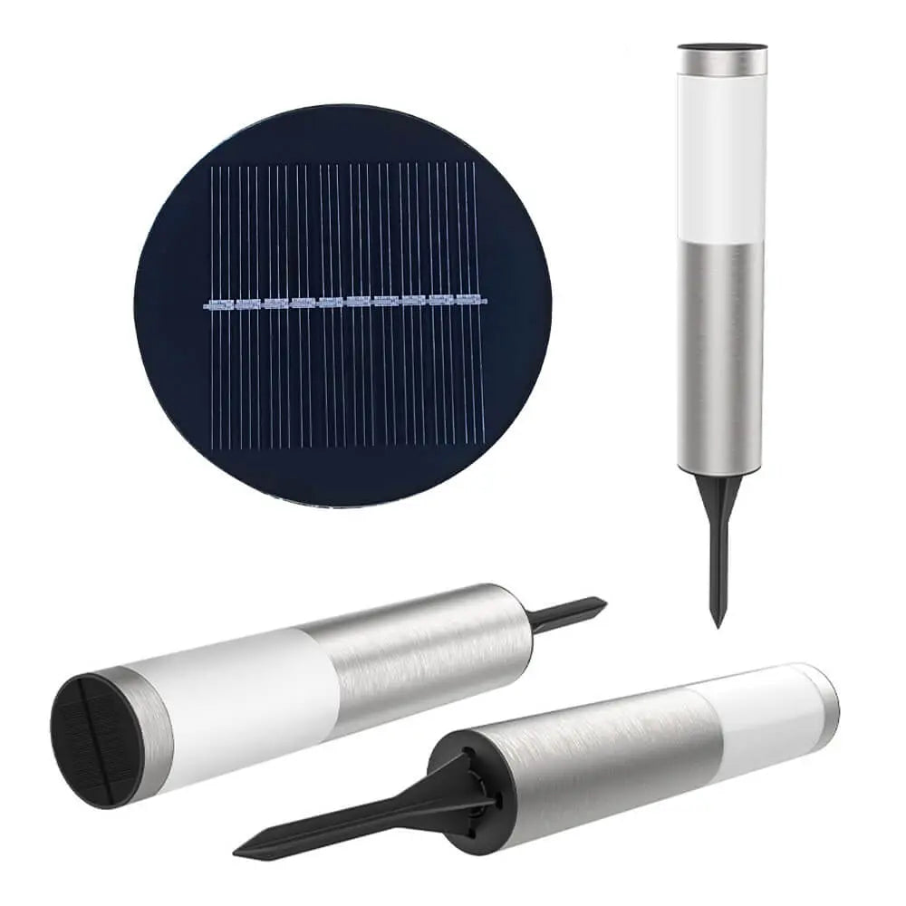 Modern Cylindrical Stainless Steel Waterproof Solar Outdoor Lawn LED Garden Ground Insert Landscape Light Cuvalon