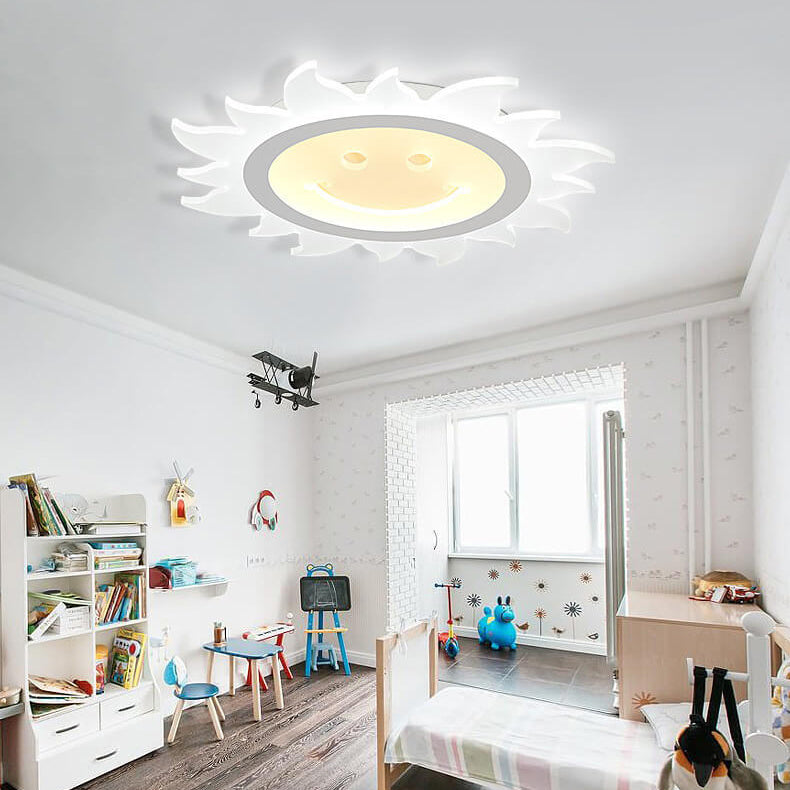 Creative Cartoon Smiley Sun LED Flush Mount Ceiling Light Cuvalon