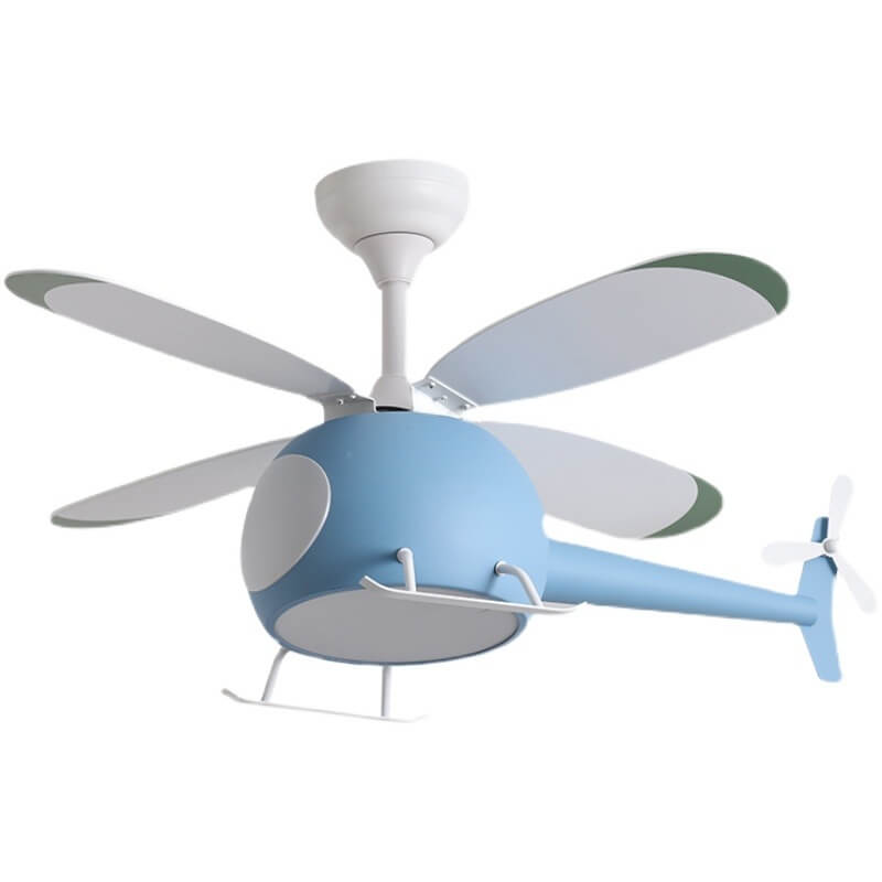 Simple Cartoon Aircraft LED Downrods Ceiling Fan Light Cuvalon