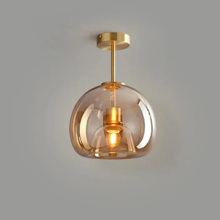 Nordic Light Luxury Round Glass Ball 1-Light Semi-Flush Mount Ceiling Light Cuvalon