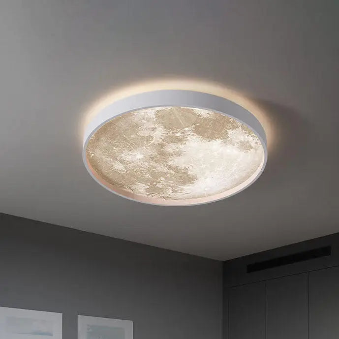 Nordic Creative Moon Round LED Flush Mount Ceiling Light Cuvalon