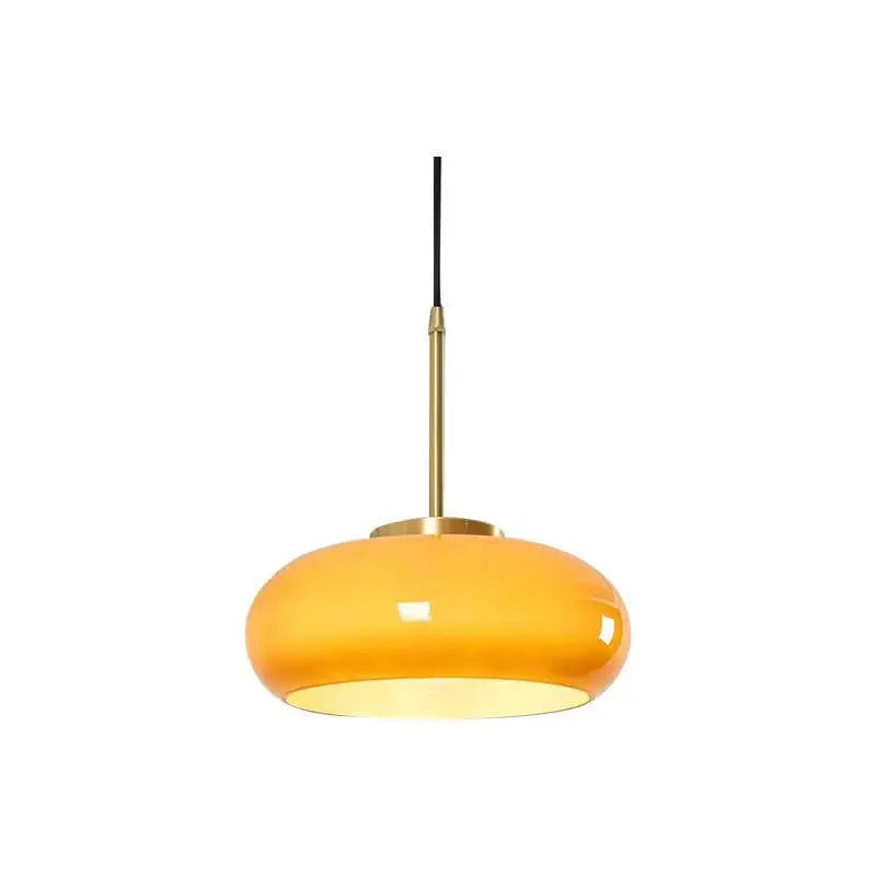 Modern Retro Round Solid Color Glass Electroplated Copper  1-Light Pendant Light Flush Mount Light Cuvalon