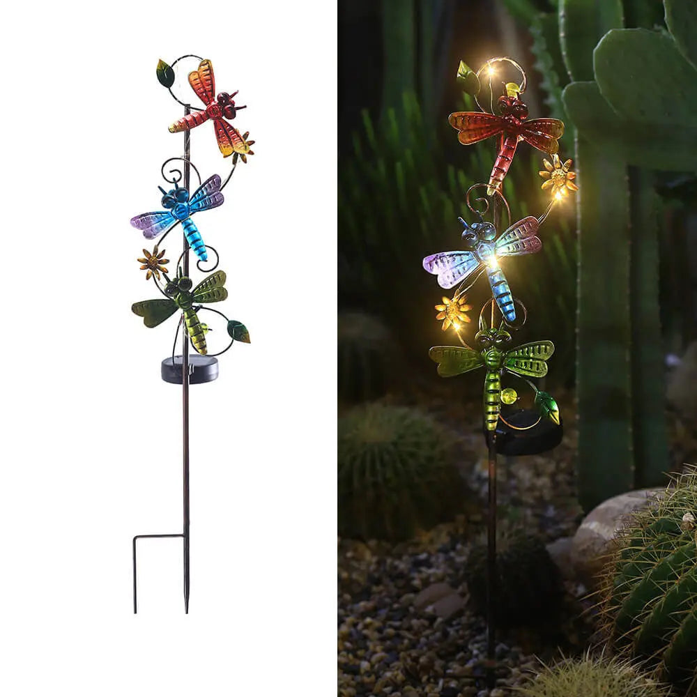 Solar Iron Hummingbird Butterfly Dragonfly Garden Lawn Landscape Light Cuvalon
