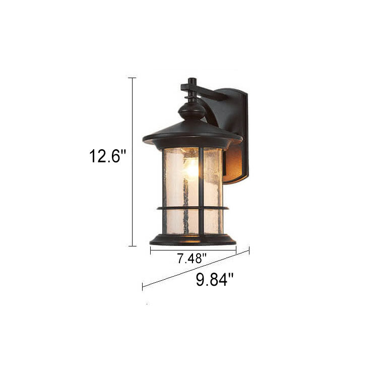 Industrial Vintage Bubble Glass Column 1-Light Outdoor Waterproof Wall Sconce Lamp Cuvalon