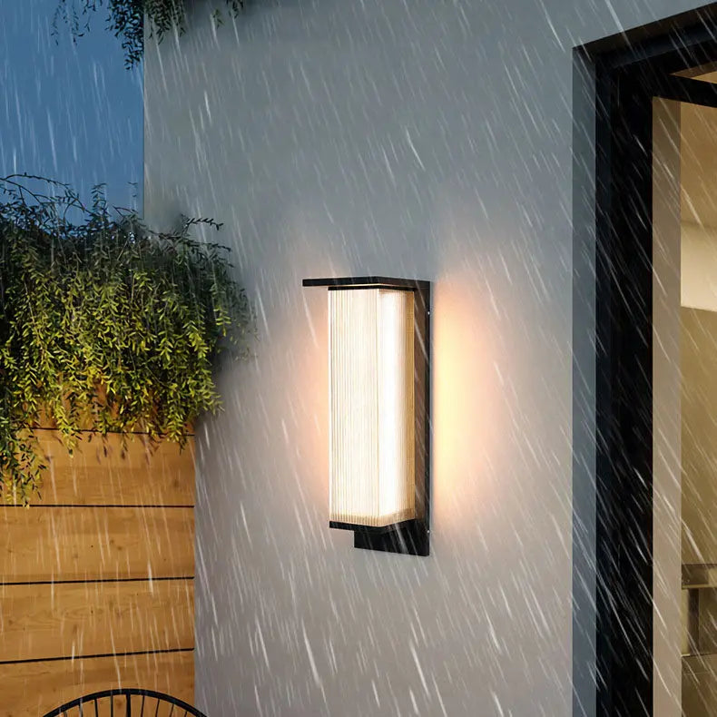Modern Minimalist Solar Waterproof Rectangular Stainless Steel Acrylic LED Outdoor Wall Sconce Lamp For Outdoor Patio Cuvalon
