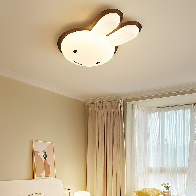 Modern Funny Bunny Kids Iron Acrylic LED Flush Mount Light Cuvalon