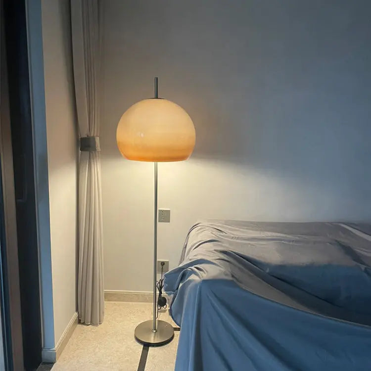 Contemporary Retro Mushroom Hardware Glass 2-Light Standing Floor Lamp For Living Room Cuvalon