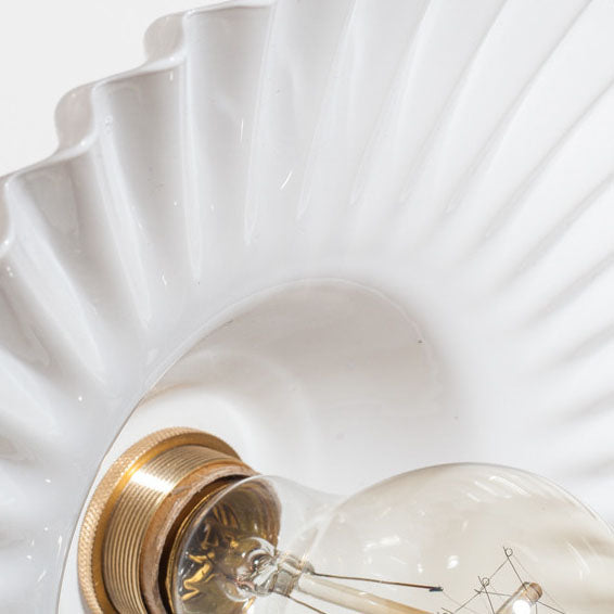 Traditional Vintage Round Ripple Brass Glass 1-Light Pendant Light For Living Room Cuvalon