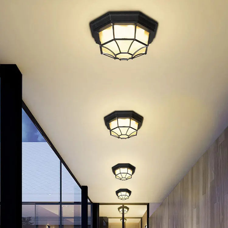 Outdoor Simple Round Octagon Aluminum Waterproof LED Flush Mount Ceiling Light Cuvalon