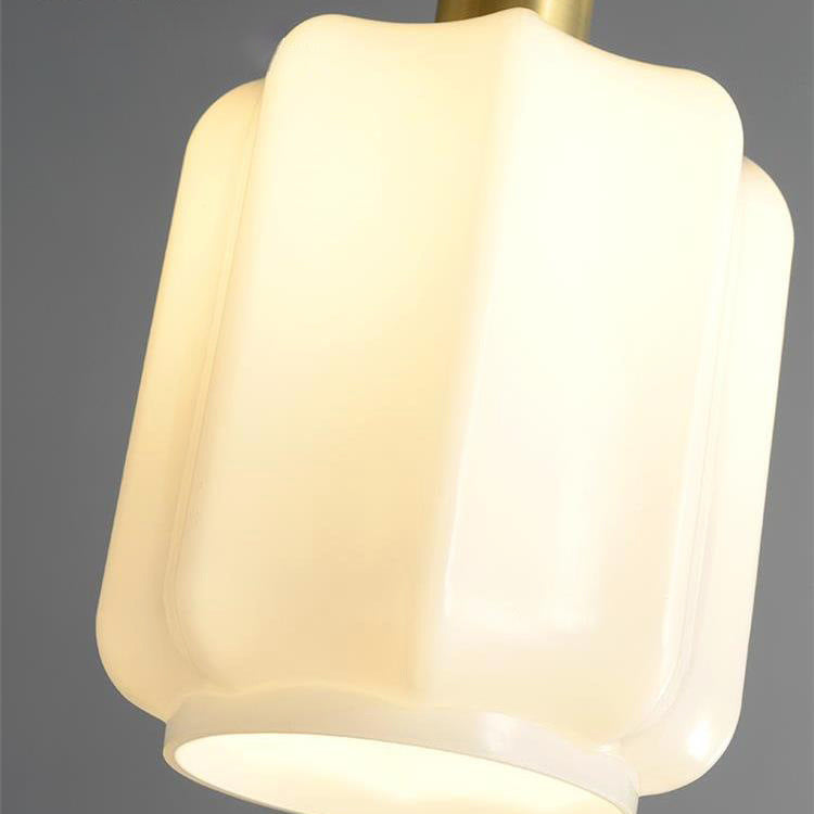 Traditional Vintage Cylindrical Brass Glass 1-Light Pendant Light For Bedroom Cuvalon