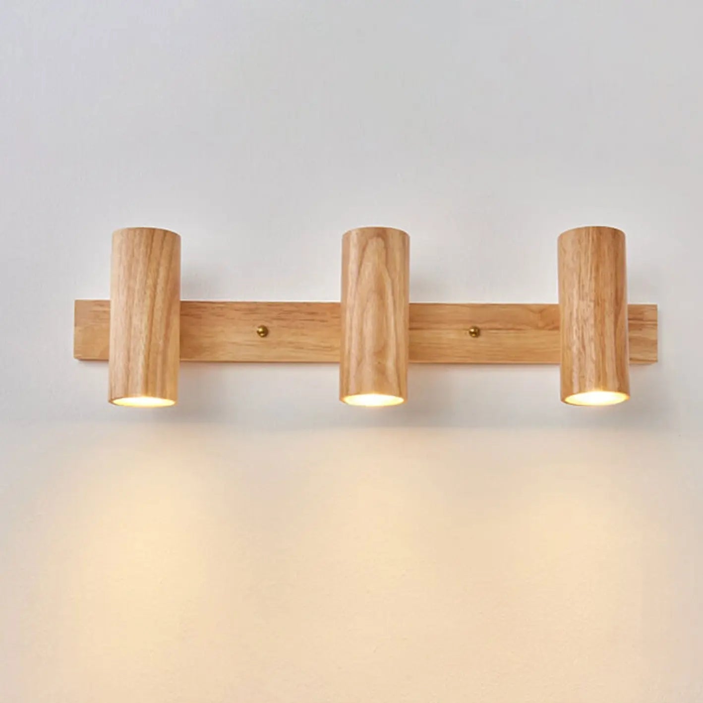 Modern Minimalist Wood Track Spotlight 1/2/3 Light Wall Sconce Lamp Cuvalon