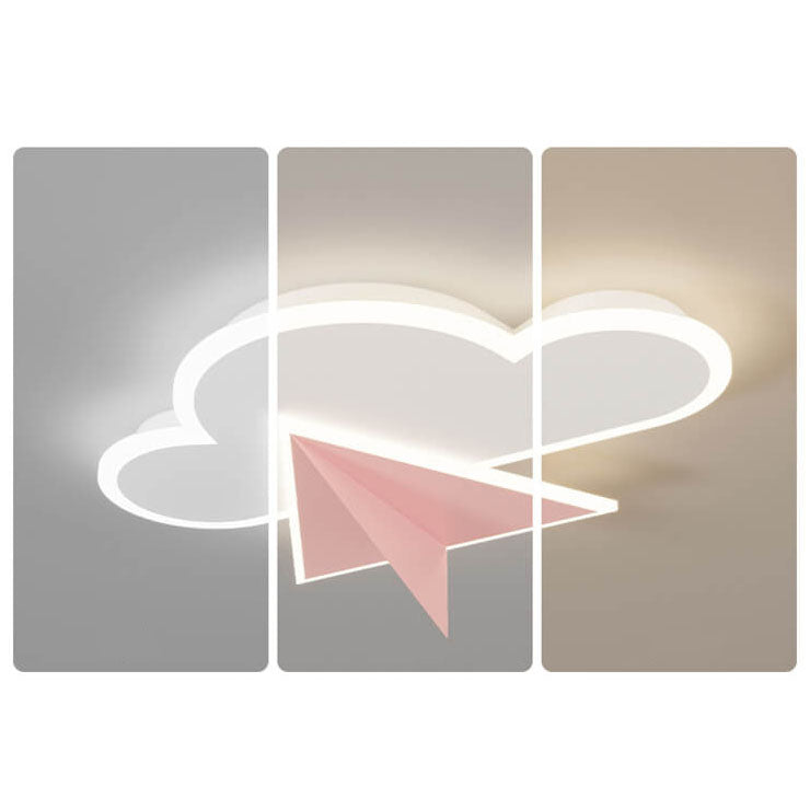 Creative Cartoon Clouds Airplane LED Kids Flush Mount Ceiling Light Cuvalon