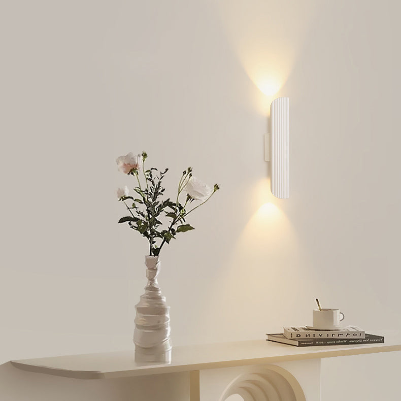 Modern Minimalist Cylinder Stripe Iron Aluminum LED Wall Sconce Lamp For Bedroom Cuvalon