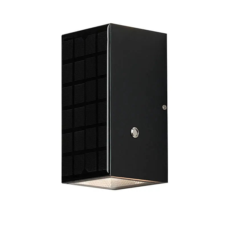 Modern Solar Black Rectangular Die-Cast Aluminum Solar LED Outdoor Wall Light Cuvalon