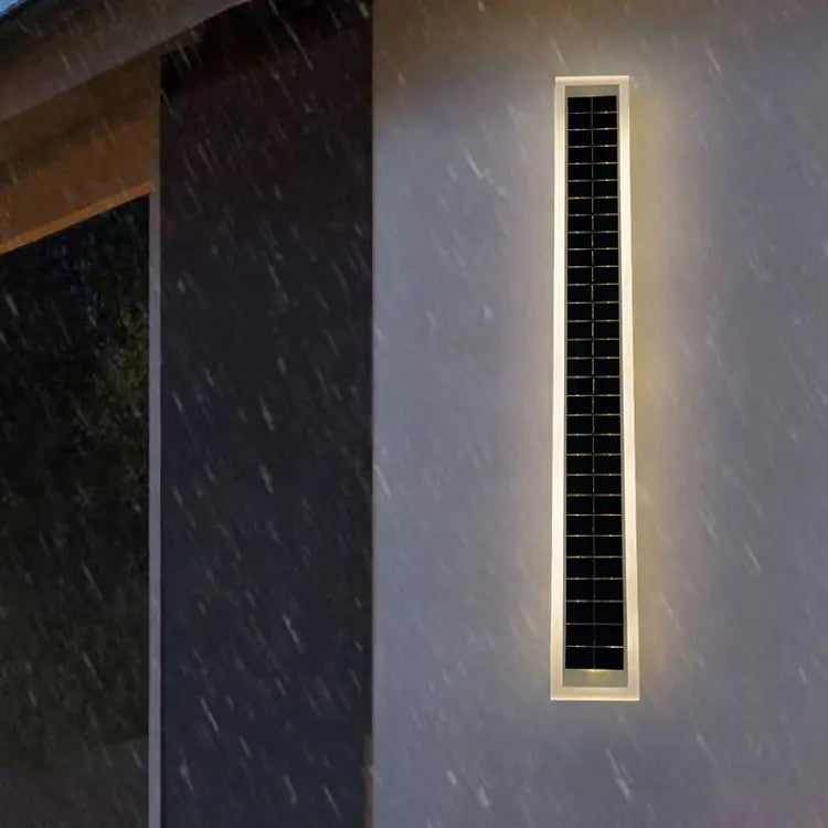 Minimalist Outdoor Solar Rectangular Strip Waterproof Patio LED Wall Sconce Lamp Cuvalon