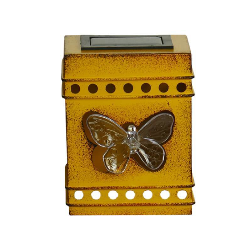 Retro Solar Square Box Aged Iron LED Outdoor Fence Wall Sconce Lamp Cuvalon