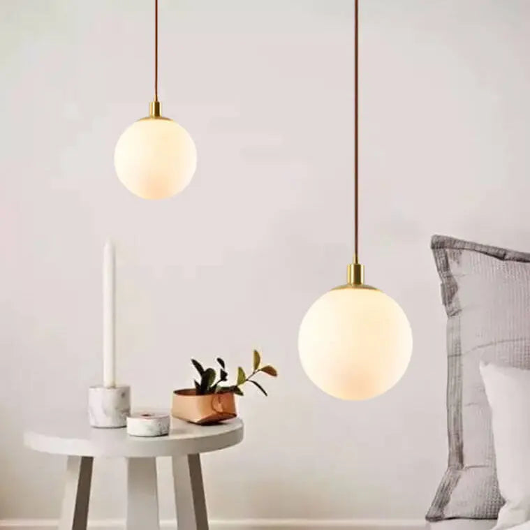 Nordic Minimalist White Orb 1-Light Pendant Light Cuvalon