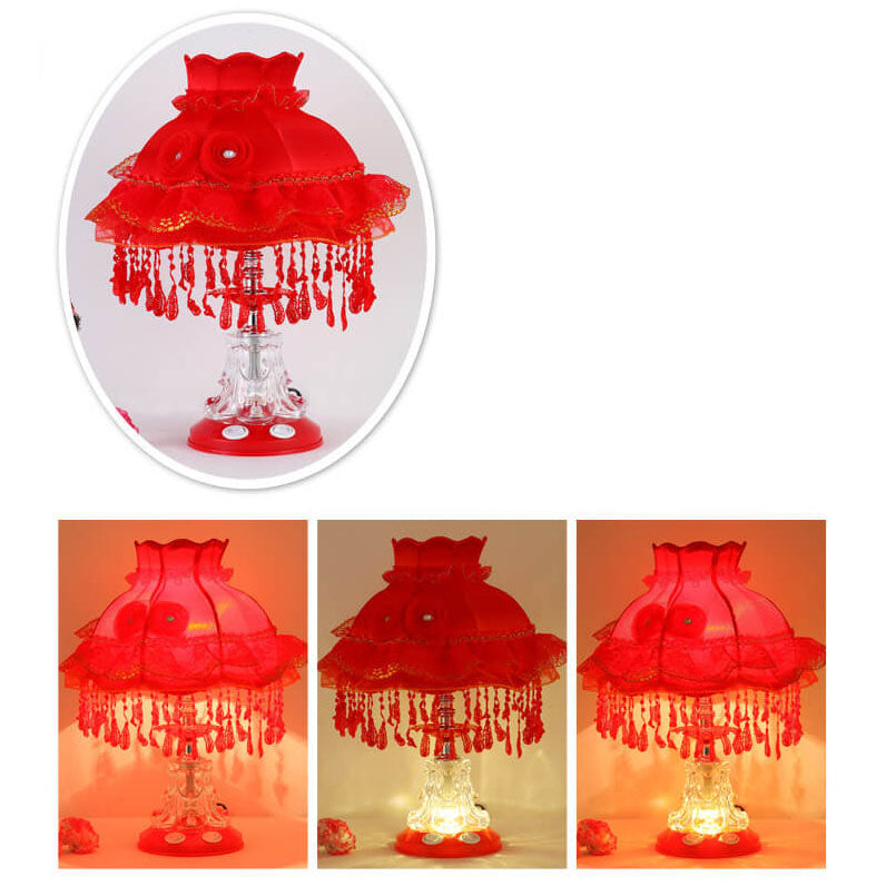 European Style Wedding Fabric Glass 1-Light Table Lamp Cuvalon