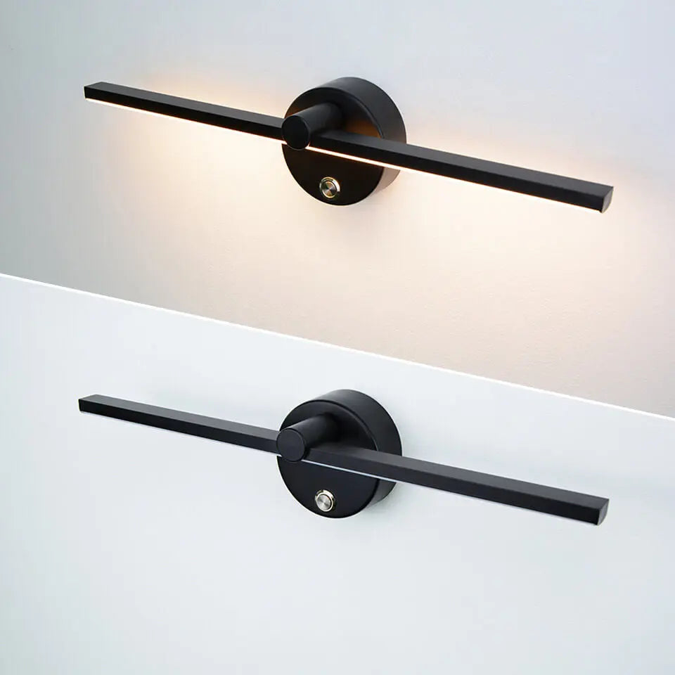 Nordic Minimalist Aluminum Long Bar Switch LED Mirror Wall Sconce Lamp Cuvalon