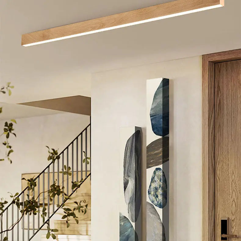 Modern Minimalist Wood Grain Aluminum Strips LED Flush Mount Ceiling Light Cuvalon