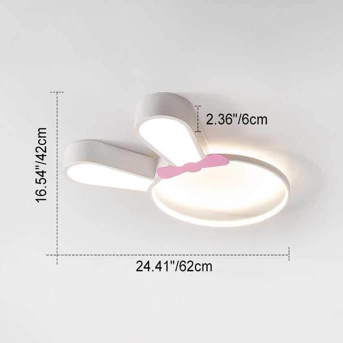 Contemporary Creative Kids Rabbit Iron Acrylic LED Flush Mount Ceiling Light For Bedroom Cuvalon