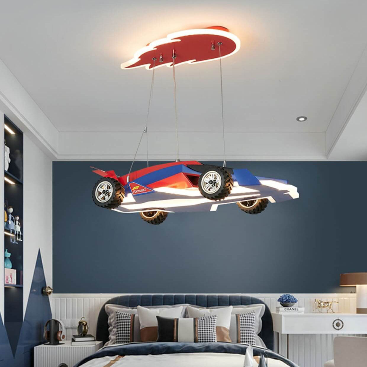 Modern Children's Racing Iron Acrylic LED Pendant Light Cuvalon