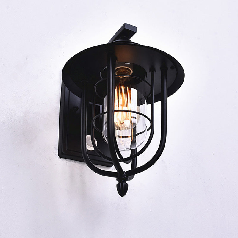 Contemporary Industrial Human Sensing Iron Glass 1-Light Outdoor Wall Sconce Lamp For Garden Cuvalon