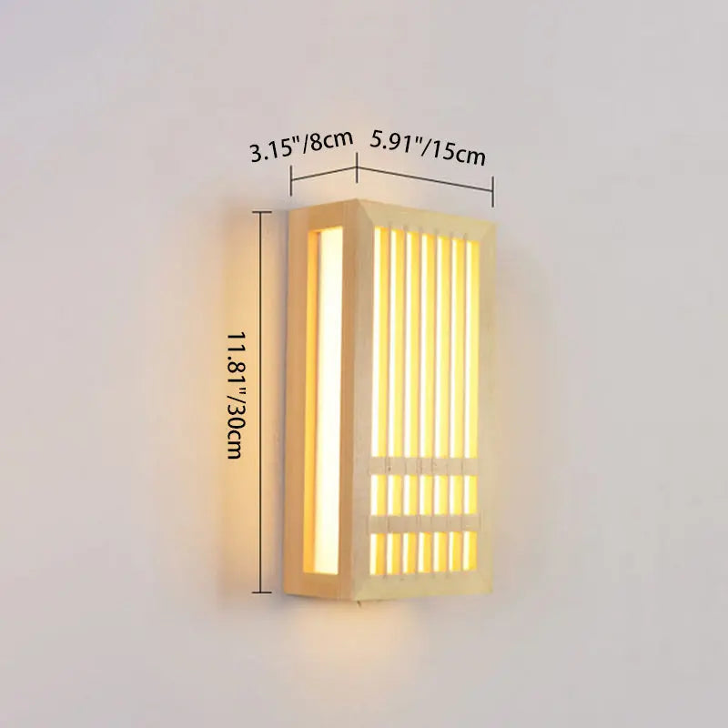 Modern Minimalist Solid Wood Acrylic Rectangular LED  Wall Sconce Lamp for Living Room Cuvalon