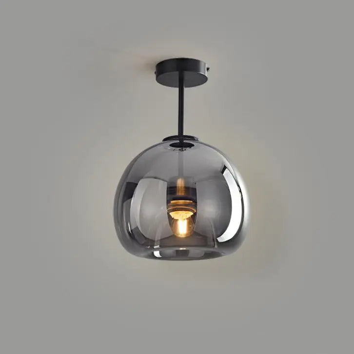Nordic Light Luxury Round Glass Ball 1-Light Semi-Flush Mount Ceiling Light Cuvalon