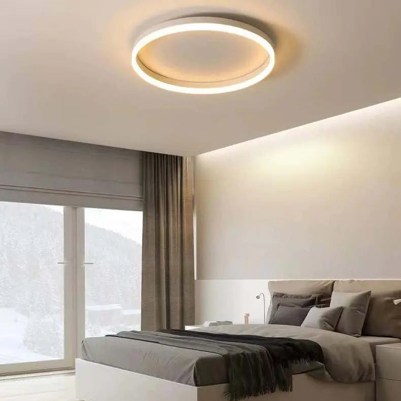 Nordic Minimalist Circle Ring Iron Acrylic LED Flush Mount Ceiling Light Cuvalon