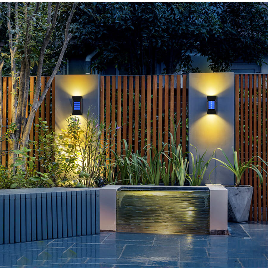 Simple Solar Waterproof Up and Down Lighted LED Wall Sconce Lamp Cuvalon